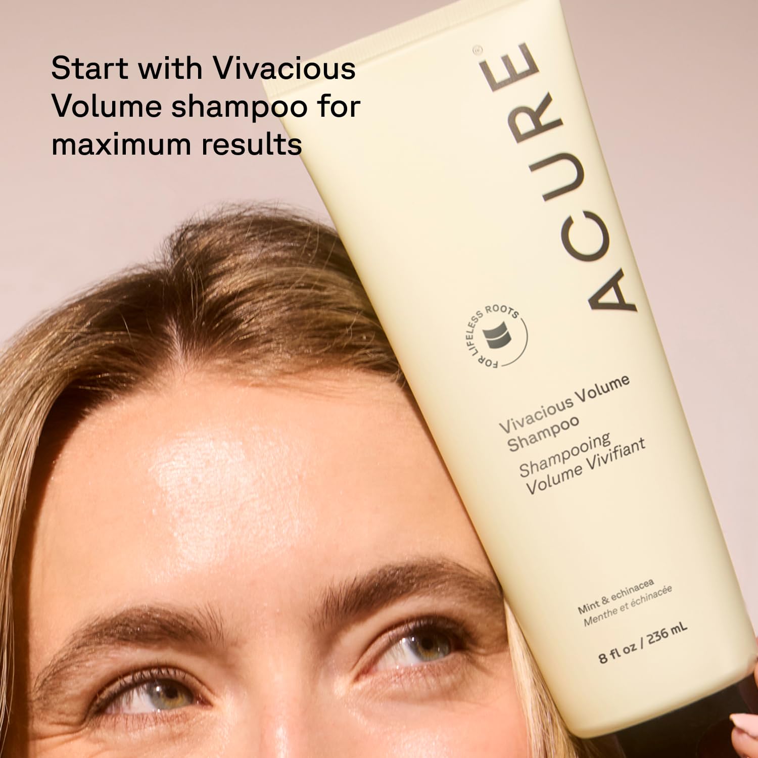 Acure Vivacious Volume Shampoo volumizing vegan shampoo for fine hair 236ml lifestyle image