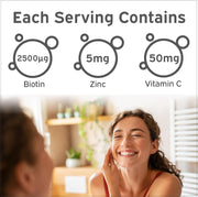 Supplement facts for Nutriburst High Strength Biotin Gummies.