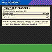 Nutrition information label for blue raspberry product with black and green background