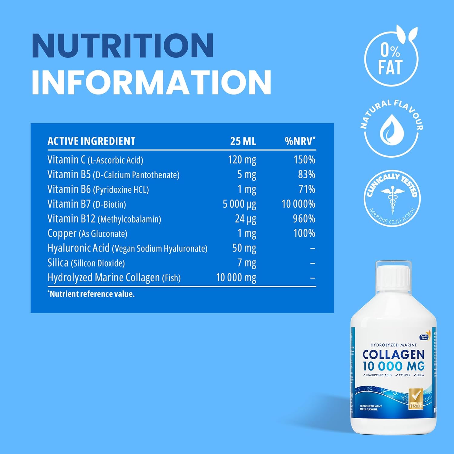 Swedish Nutra Marine Collagen 10000mg Liquid Berry 500ml