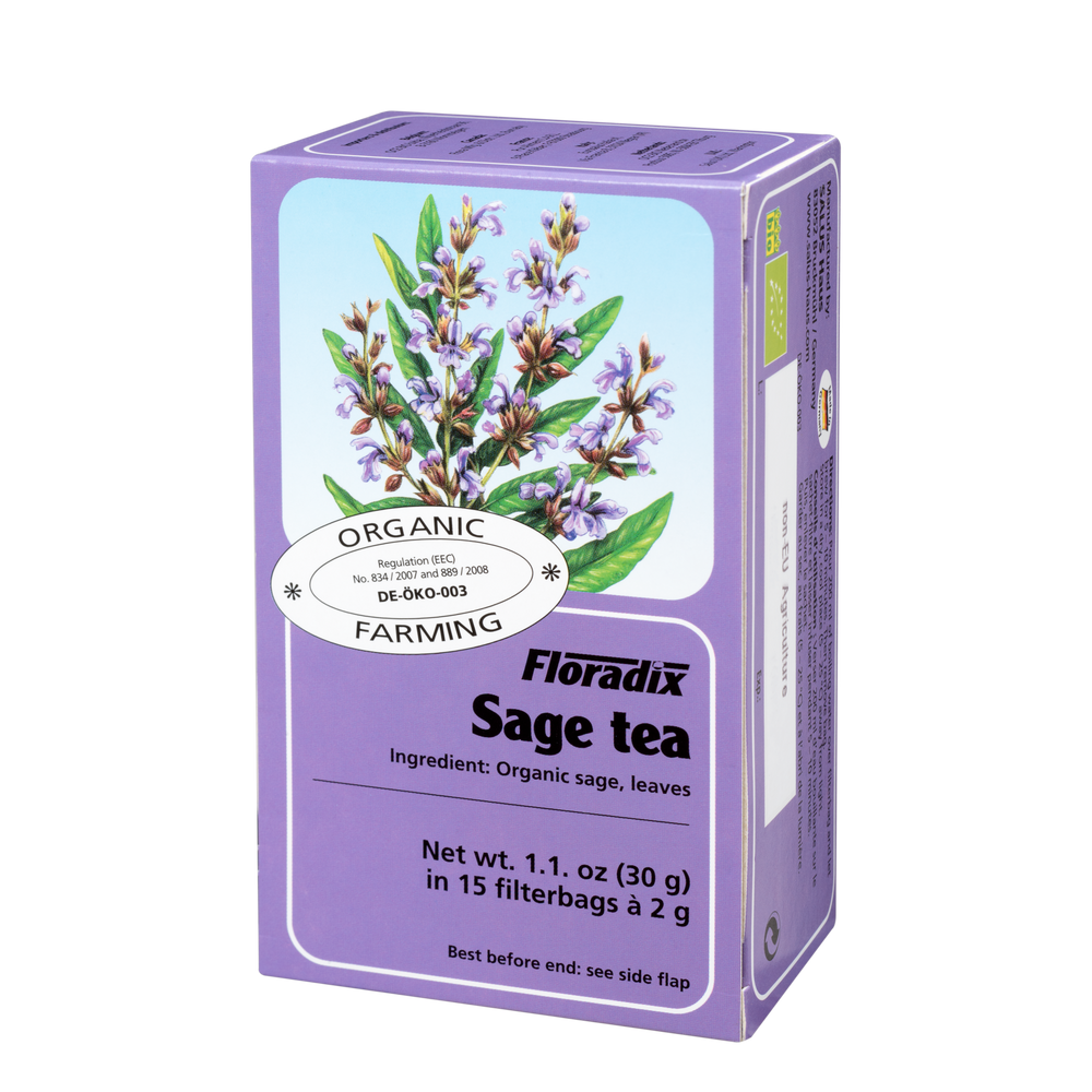 Floradix Organic Sage Herbal Tea - 15 Teabags, 2g Each