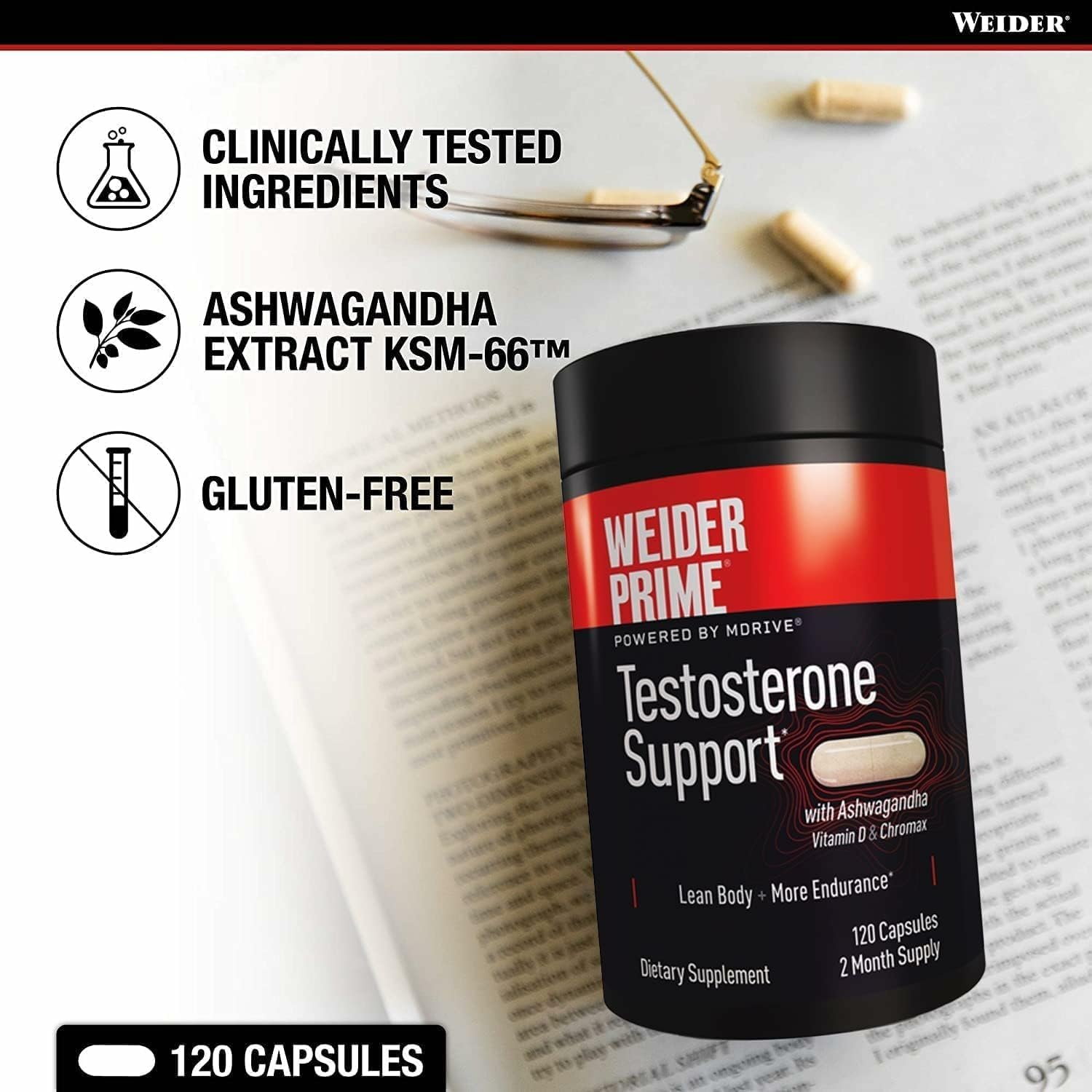 WEIDER PRIME Powered  – Testosterone Support (120 Capsules)
