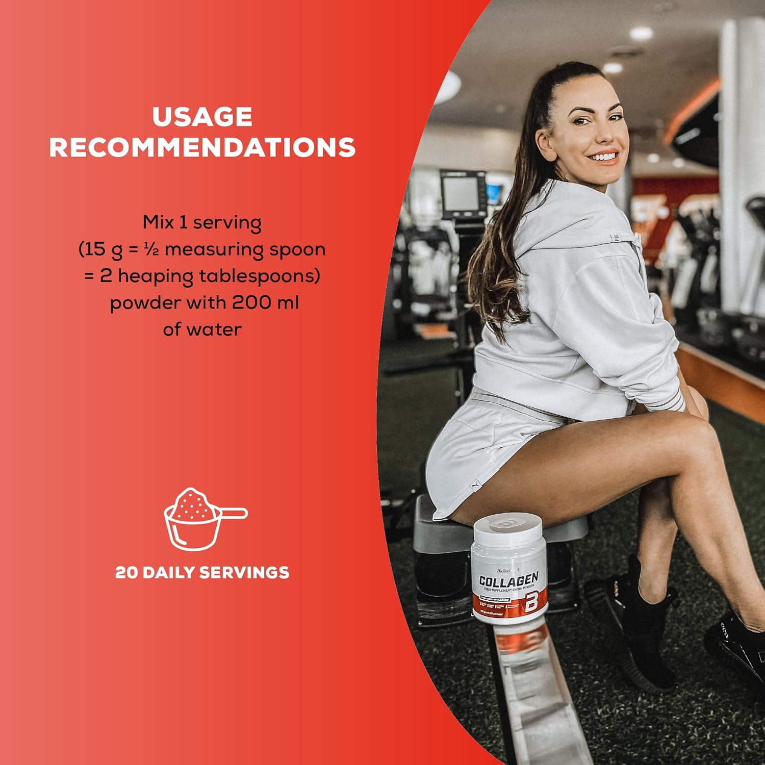 BiotechUSA Collagen Complex with Hyaluronic Acid & Vitamin C - 300g dosage.