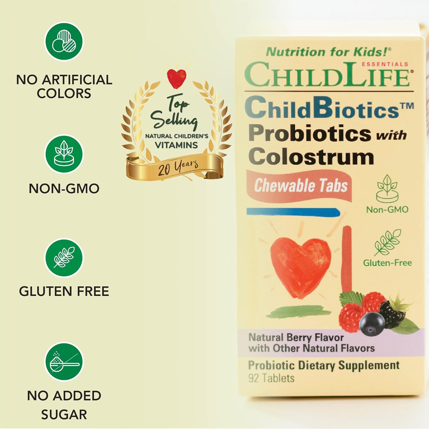 ChildLife Essentials ChildBiotics™ Probiotics with Colostrum – 92 Tablets