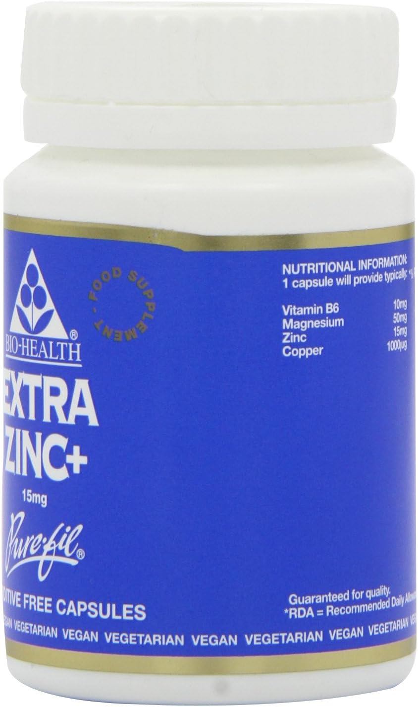 Bio-Health Extra Zinc+ supplement facts capsules 60 capsules