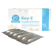 Front image: Carlson Key E vitamin E suppositories 30 IU insert pack 12 count