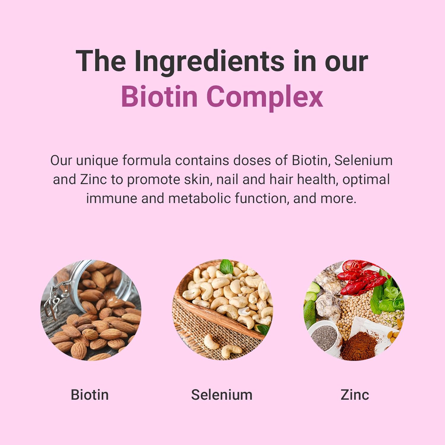 Hey Nutrition Biotin Complex with Zinc & Selenium - 60 Capsules