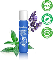 Puressentiel Headache Tension Roll-On bottle, 5ml, with essential oils label.