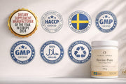 Nordic Omega Bovine Pure Collagen Powder Unflavoured 300g seal & certifications
