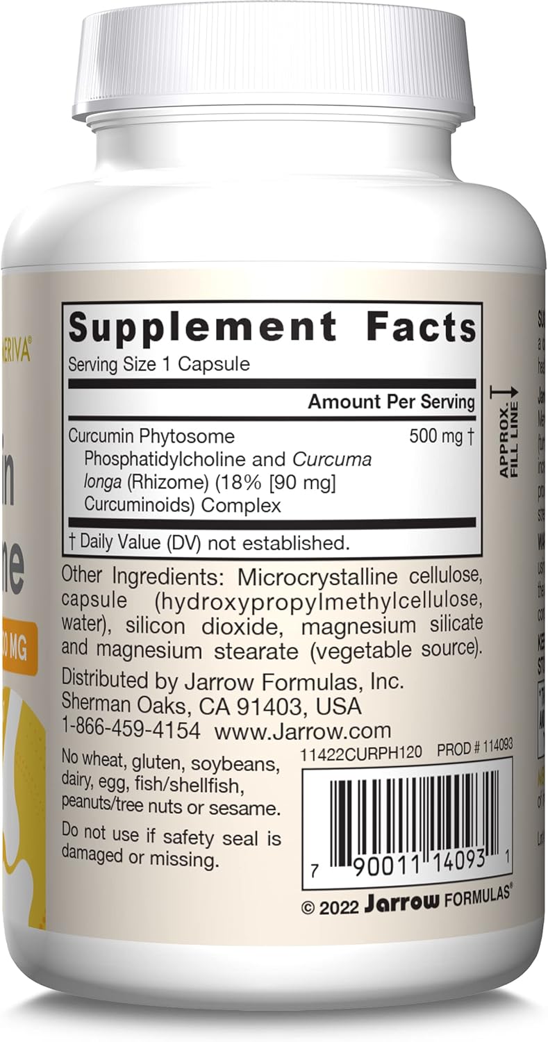 Jarrow Formulas Curcumin Phytosome 500 mg 60-120 Veggie Capsules