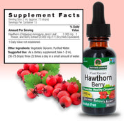 Natures Answer Hawthorn Berry supplement bottle with supplement facts on a pink background