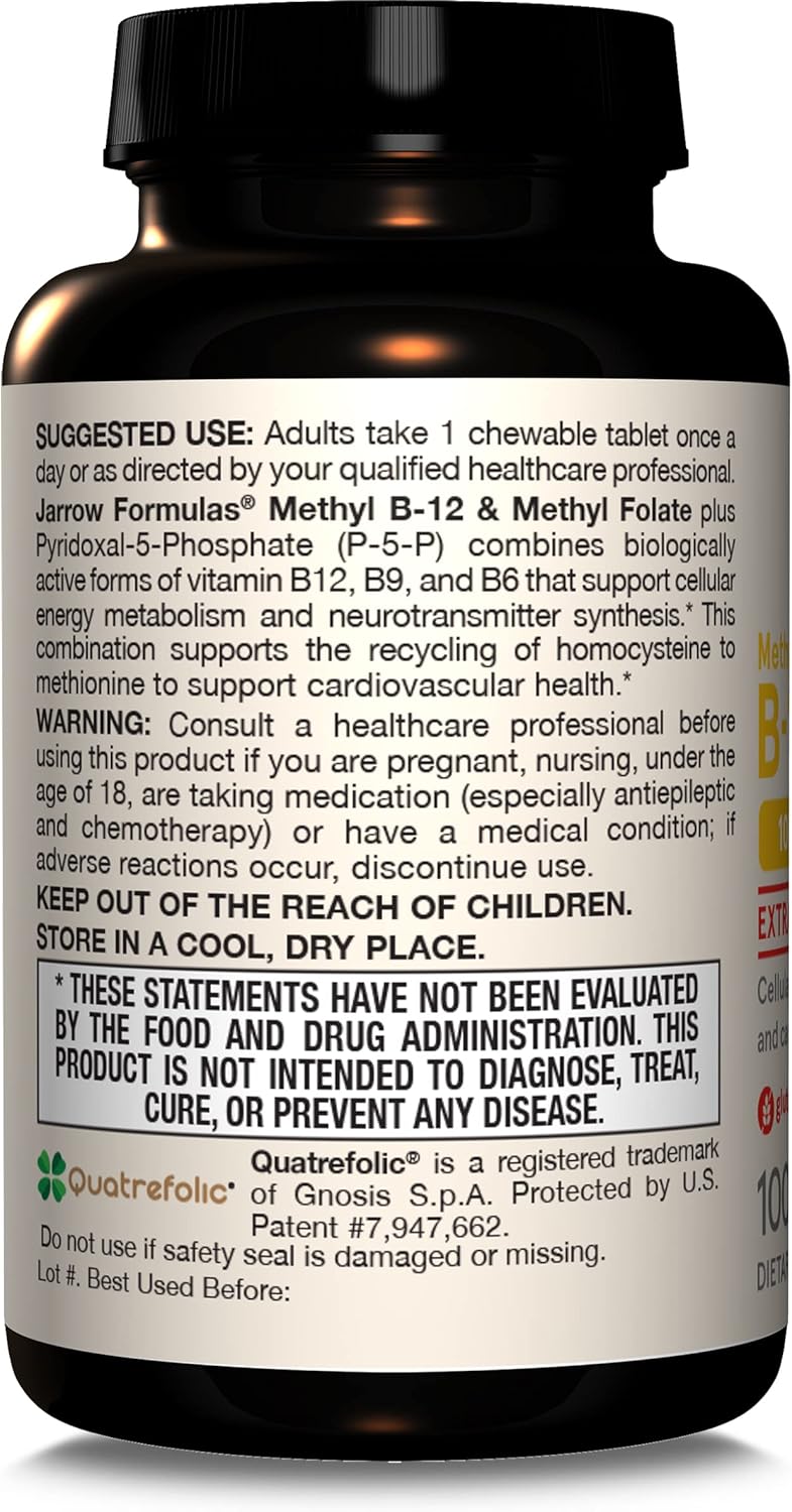 Jarrow Formulas Methyl B-12 & Methyl Folate Lemon