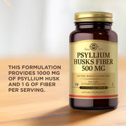 Solgar Psyllium Husks Fiber 500mg ingredient label vegetable capsules 200 count