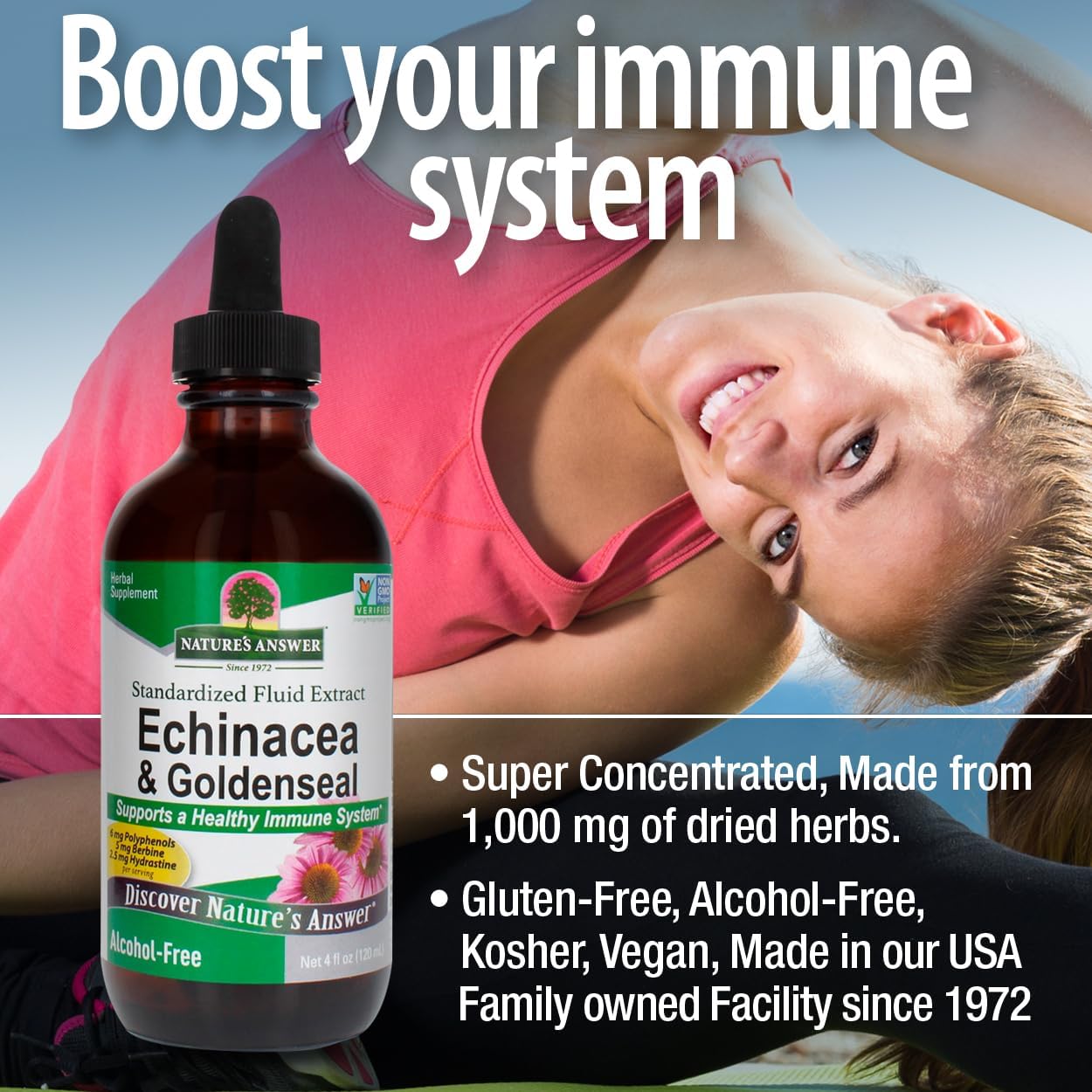 Nature’s Answer Echinacea and Goldenseal Herbal Liquid Supplement 30ml