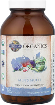Garden of Life Organics Whole Food Multivitamin for Men bottle, 120 vegan tablets
