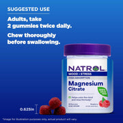 Natrol Magnesium Citrate chewable gummies raspberry bottle 60 count