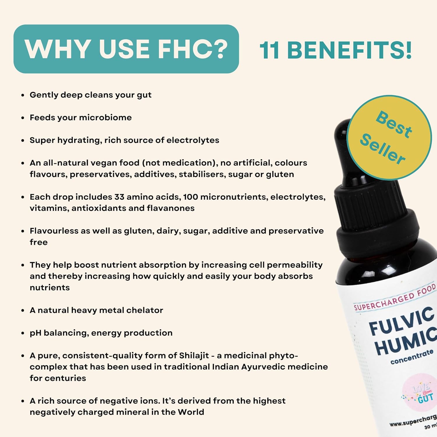 Supercharged Food Fulvic Humic Concentrate Drops - 60ml