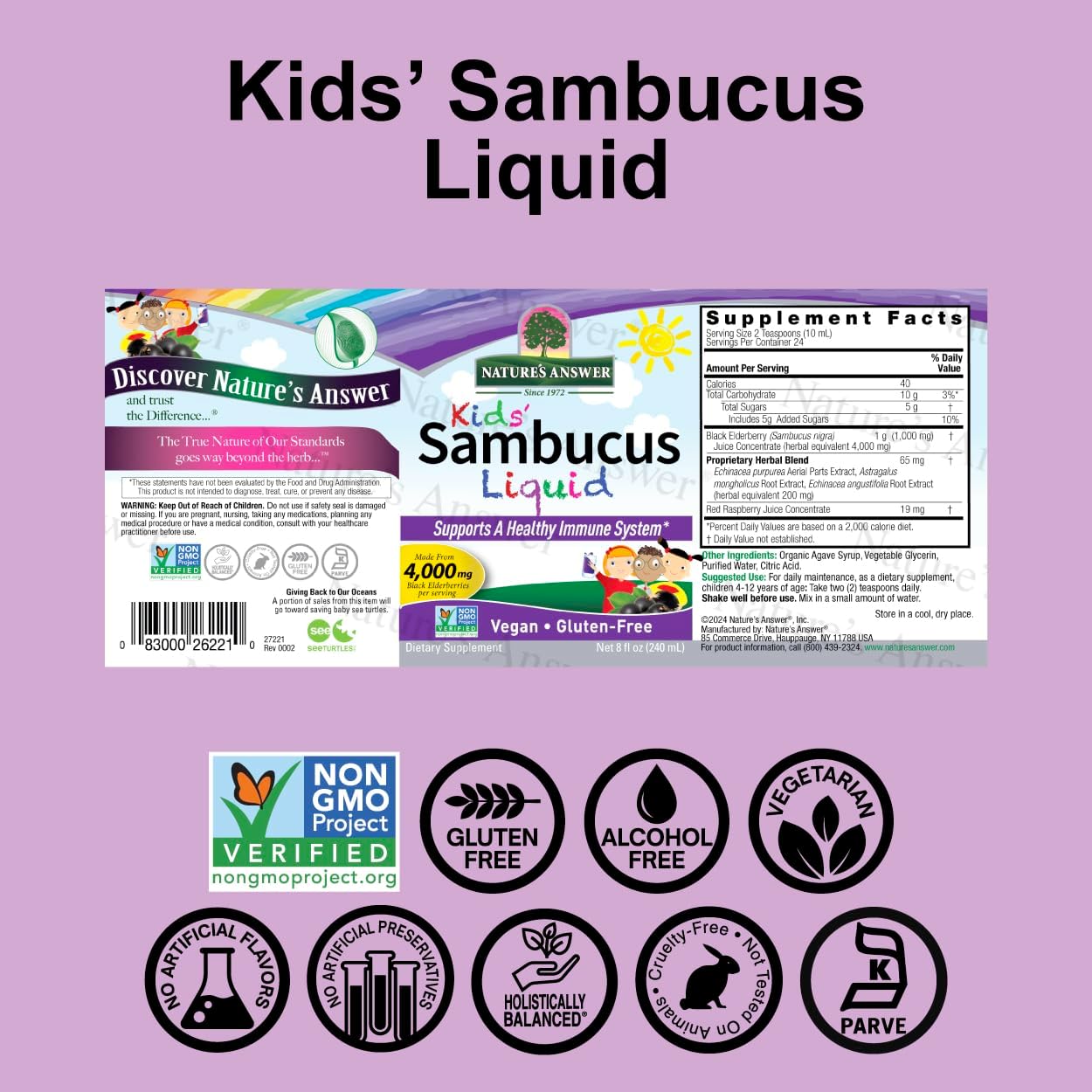 Nature’s Answer Sambucus Elderberry Kids Syrup 240ml barcode image