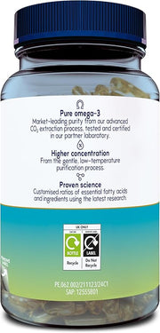 Supplement facts and instructions for Minami Kids DHA chewable softgels.