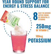 How to Use: Ener-B+ Sugar Free Raspberry Lemonade sachet mixing instructions 30 sachets on white background