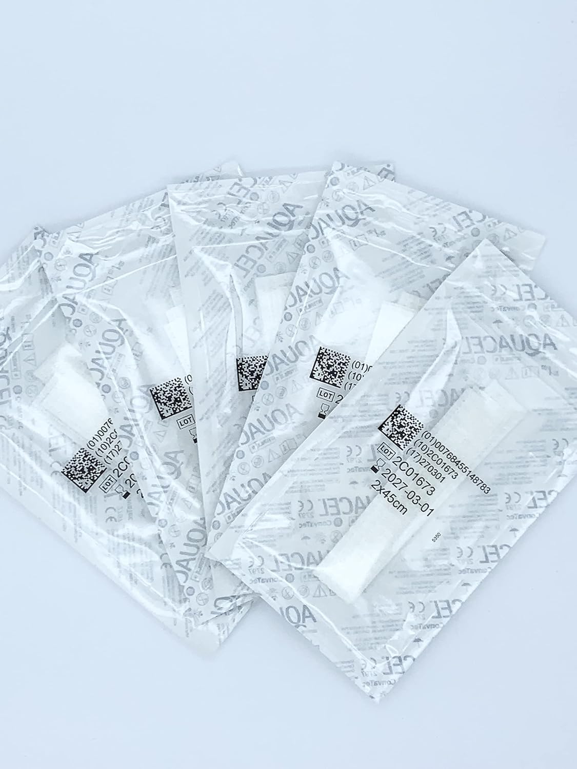 Box of Aquacel Medic Hydrof Fibre Dressings, 2cm x 45cm, packets