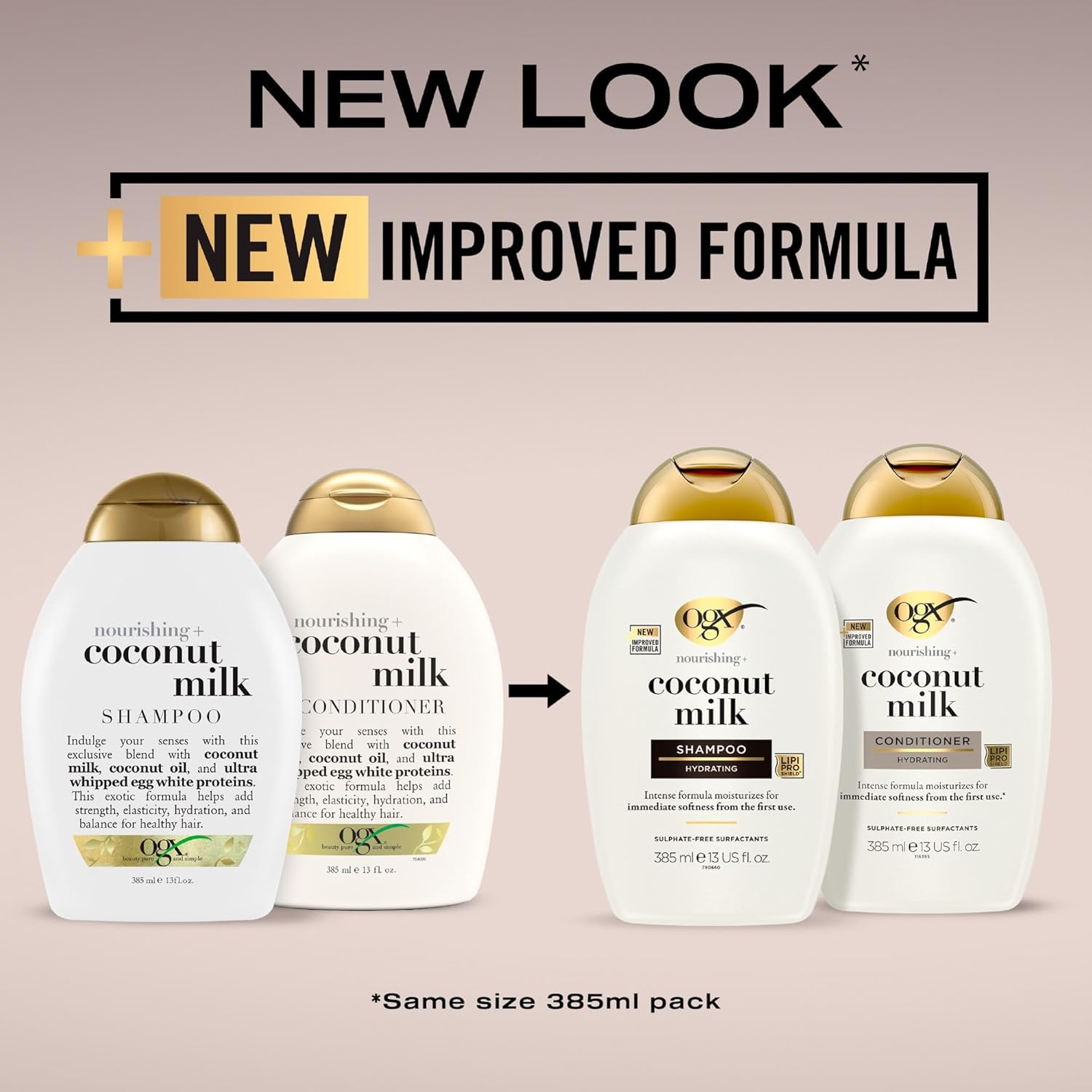 OGX Nourishing Coconut Milk Conditioner - 385ml. Old & new packaging.