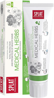 Green & white tube of SPLAT Professional Medical Herbs Toothpaste, 100ml.