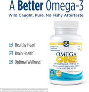 Nordic Naturals Omega One with Vitamin D3 lemon flavor 30 soft gel bottle.