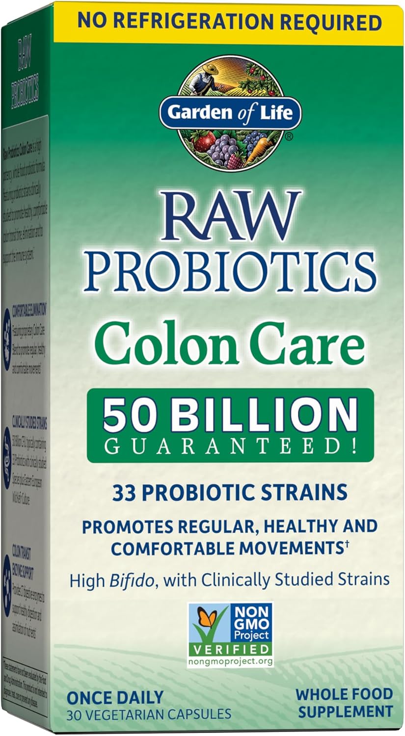 Garden of Life Raw Probiotics box, 30 capsules, 50 Billion CFU.