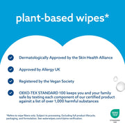 WaterWipes Sensitive+ Body & Intimate XL Wipes, soft pack packaging, unscented, 30 wipes, information