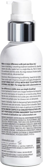 Back label of Color Wow Dream Cocktail spray showing usage instructions and barcode.