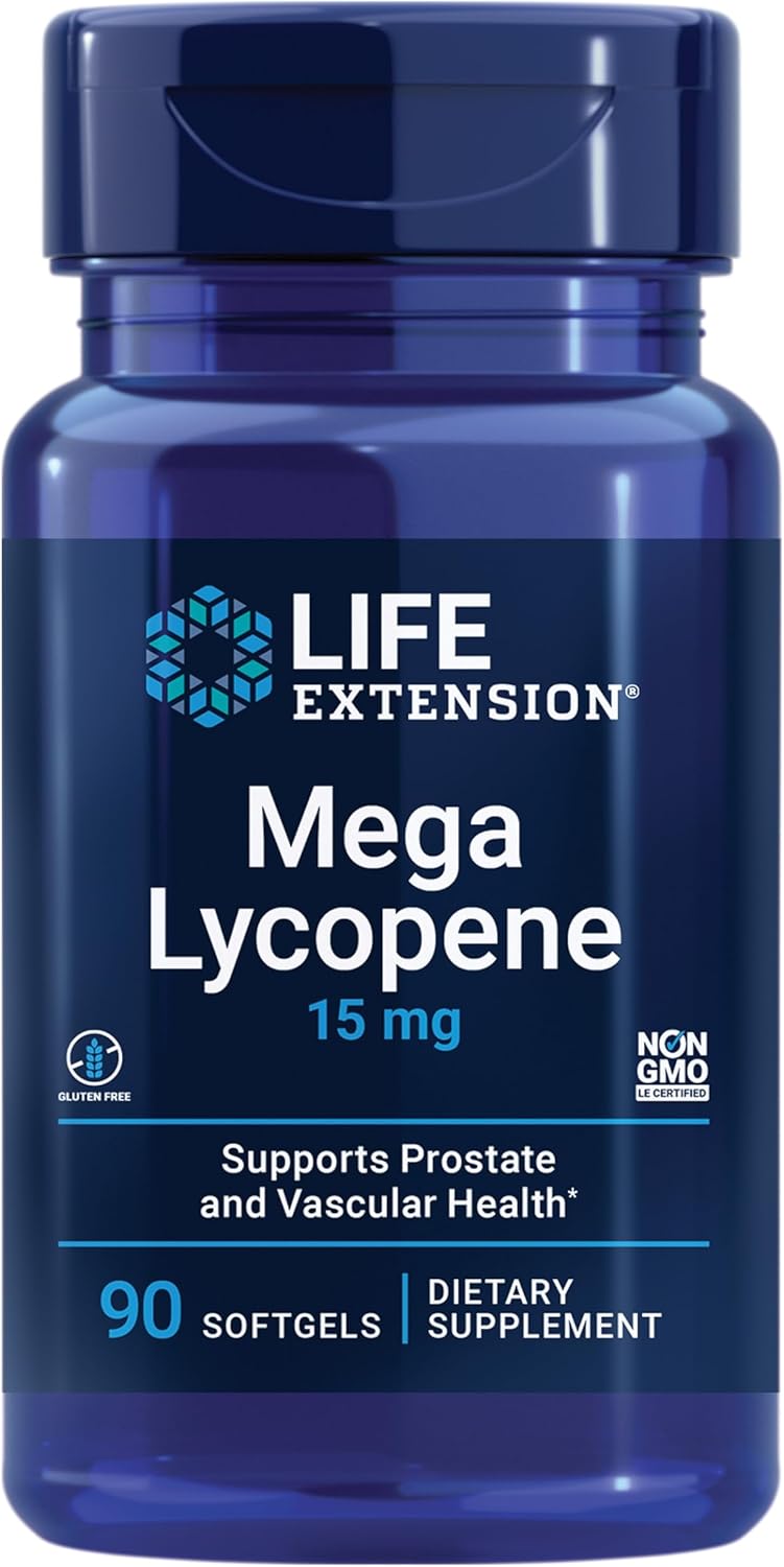 Life Extension Mega Lycopene 15mg 90 softgels bottle supplement