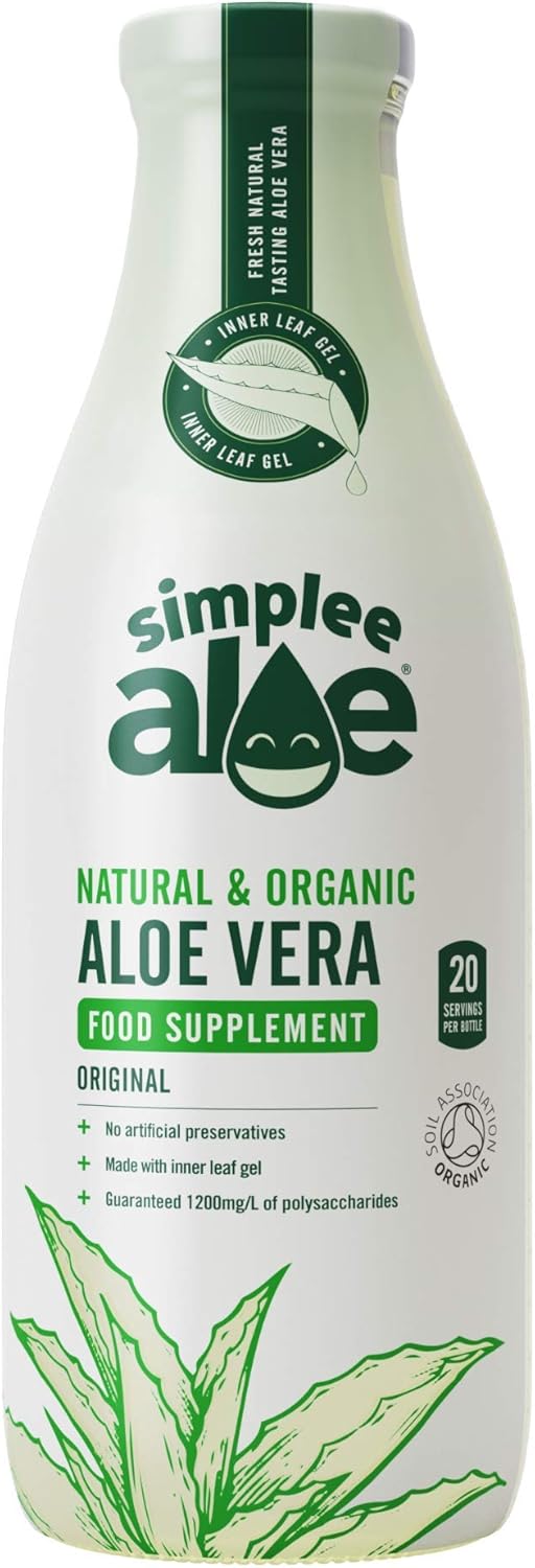 Front Image: Simplee Aloe organic aloe vera juice original 1L bottle