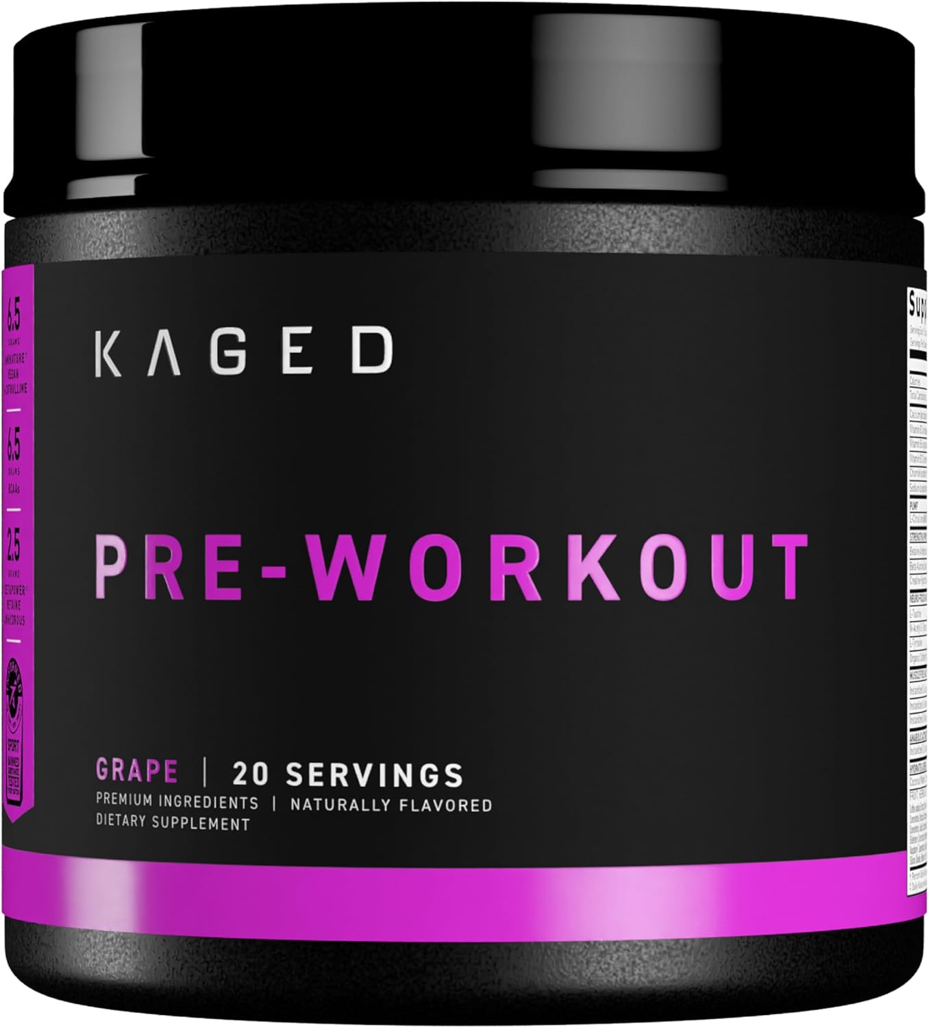 Kaged Original supplement powder grape tub front label 554g on white background