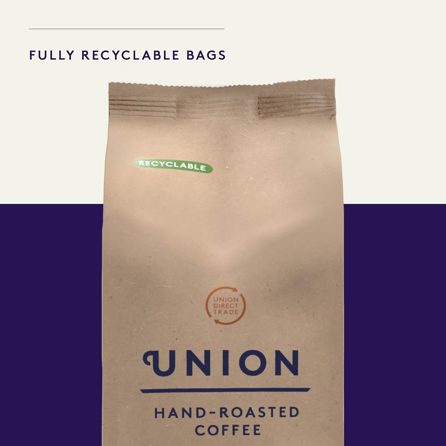 Union Gajah Mountain Sumatra Whole Bean Coffee recyclable bags.