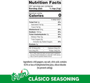 Tajin Clasico Seasoning with Lime ingredients information 400g container