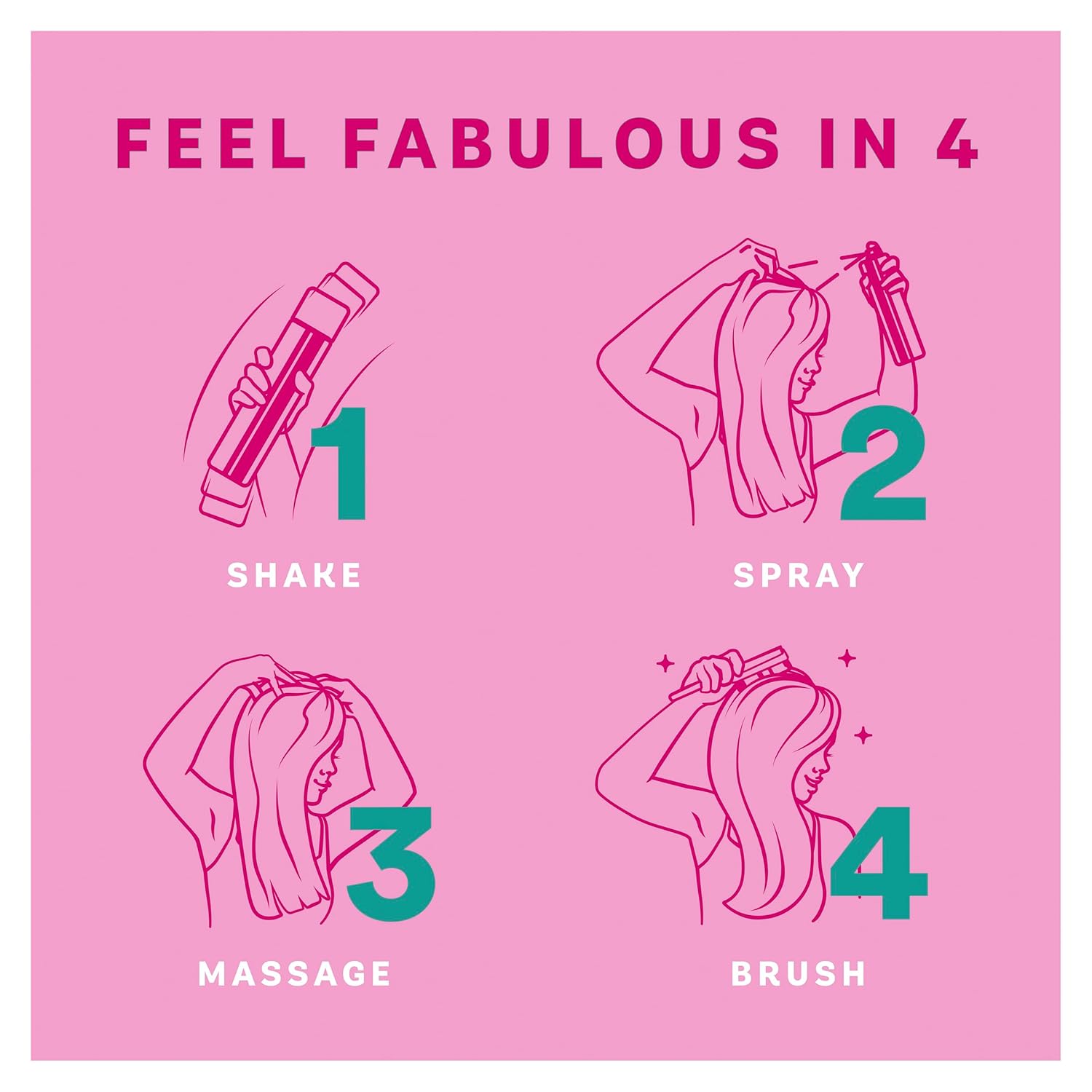 Batiste Dry Shampoo Blush Flirty Floral 200ml can, pink design on how to use