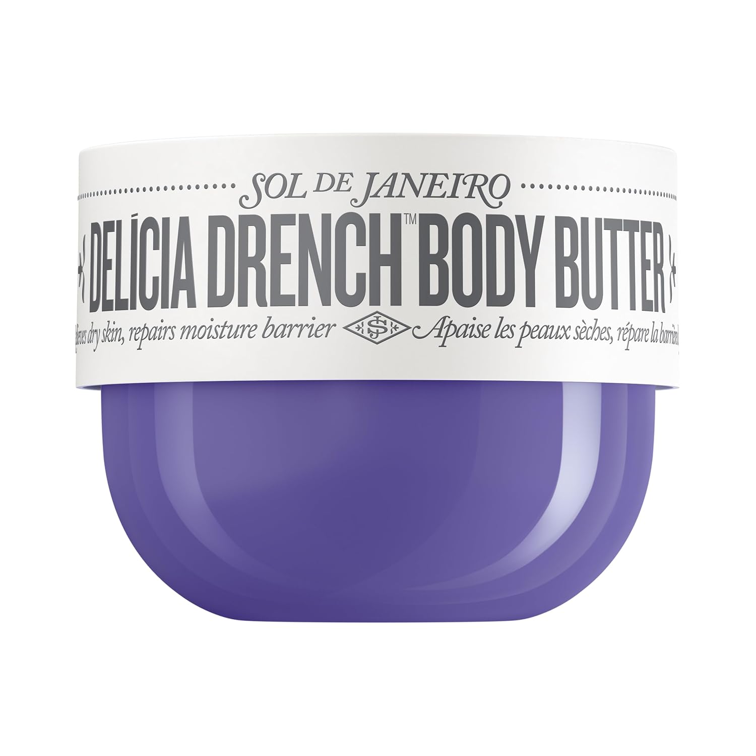 Front image: Sol de Janeiro Delicia Drench body butter tub Cheirosa 59 fragrance 240ml single pack