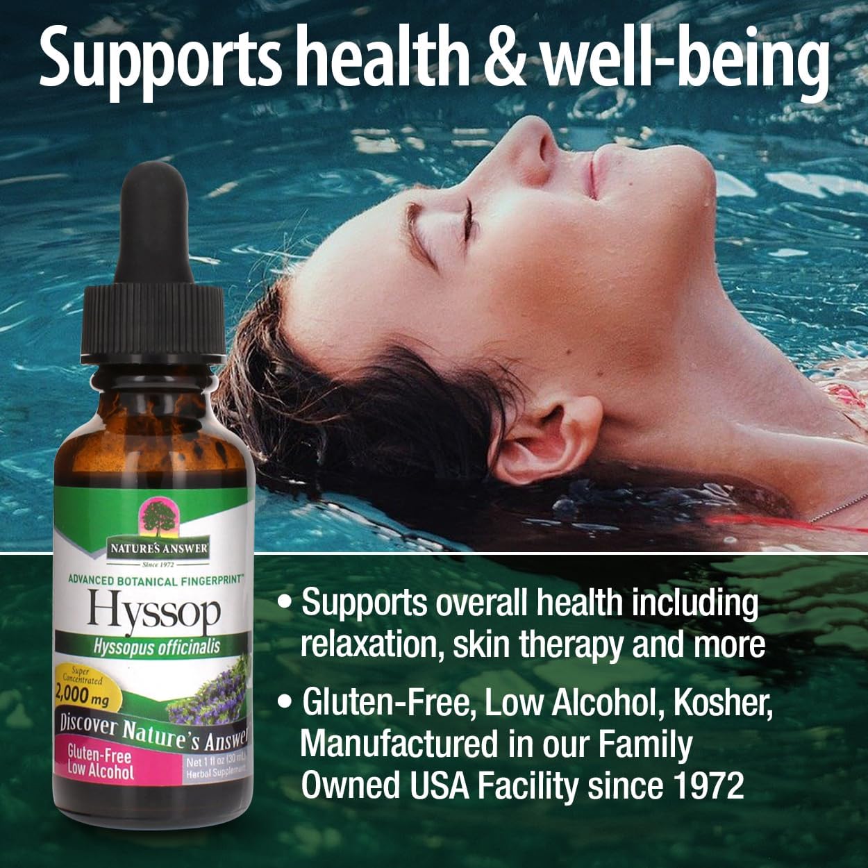 Nature’s Answer Hyssop Extract, Low Alcohol – 2,000mg – 30mL