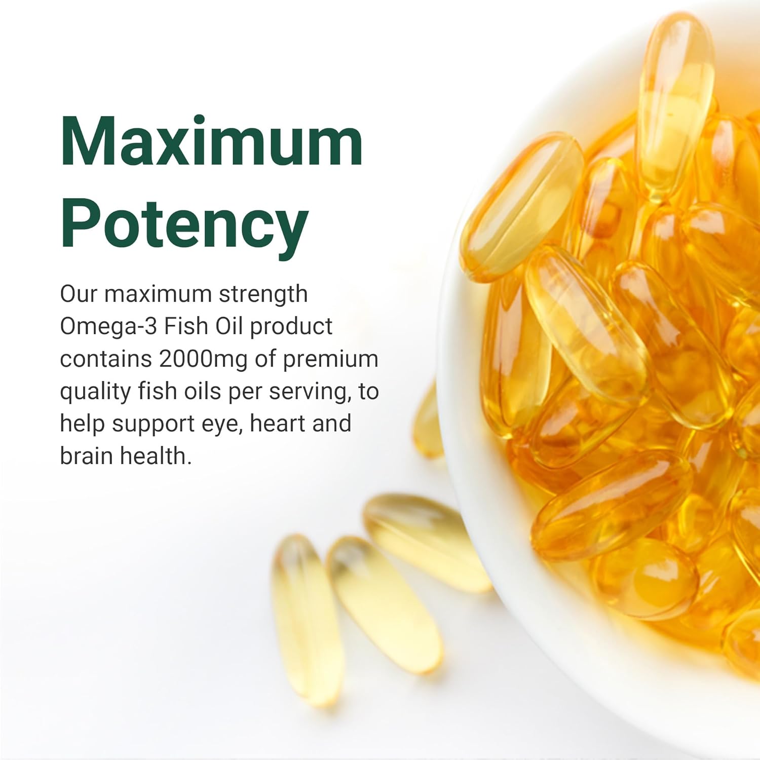 Hey Nutrition Omega-3 Fish Oil 2000mg - High EPA & DHA - 60 Softgels