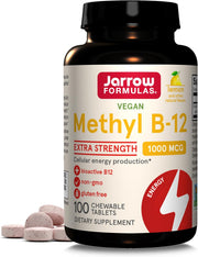 Front Image: Jarrow Formulas Methyl B-12 1000mcg chewable tablets lemon bottle 100 count