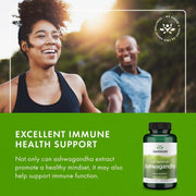 Advertisement for Swanson Ashwagandha supplement with a woman and man in the background