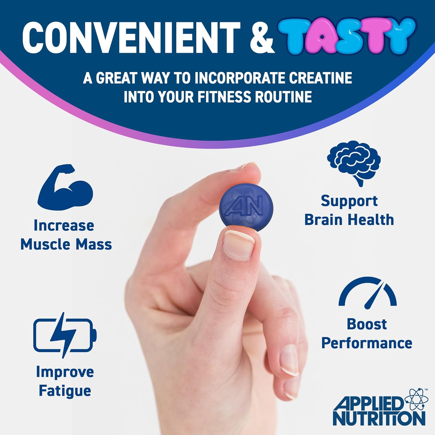 Supplement Facts & Ingredients Image: Applied Nutrition creatine gummies ingredients label 80 count