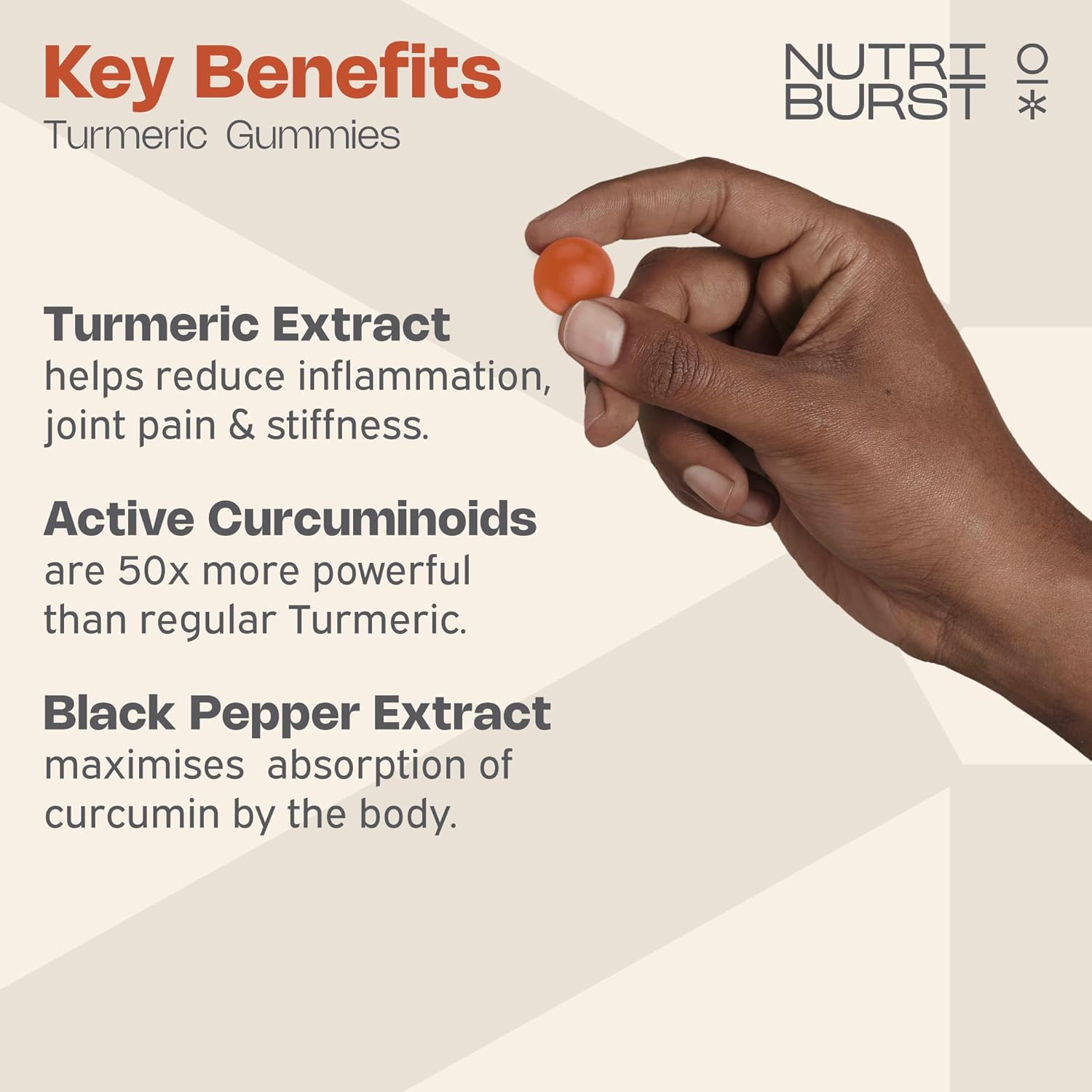 Nutriburst Turmeric Curcumin Gummies with Black Pepper Extract - 60 Count