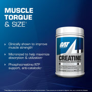 GAT Sport Creatine supplement container with text on a blue background