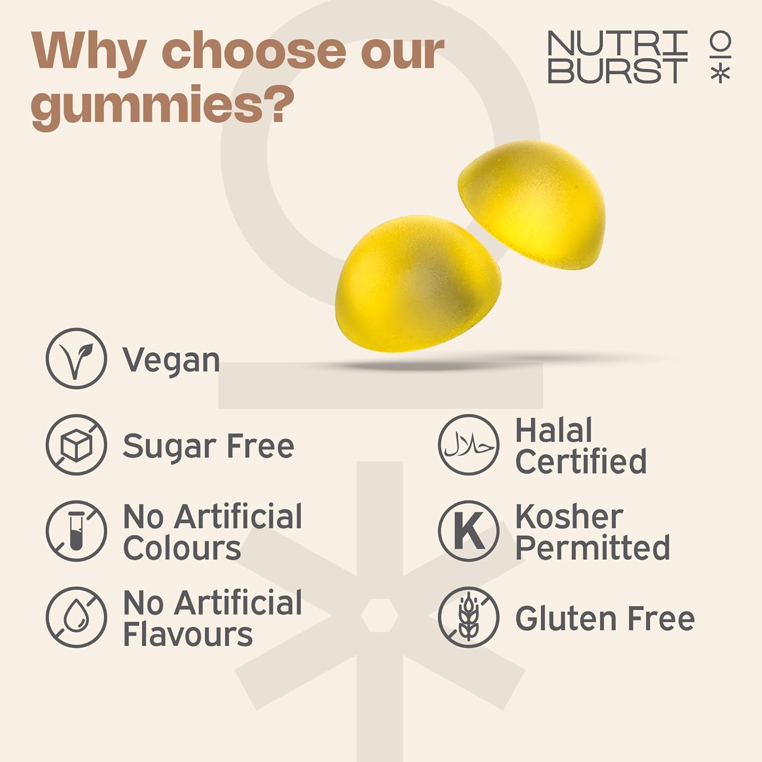 Nutriburst Vitamin D3 & K2 Gummies - 2000IU D3 + 100µg K2 MK7 - 60 Count