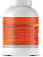 Back of protein tub showing nutrition facts and ingredient list.