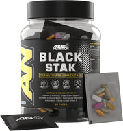 Applied Nutrition Black Stak supplement package with pills on a white background