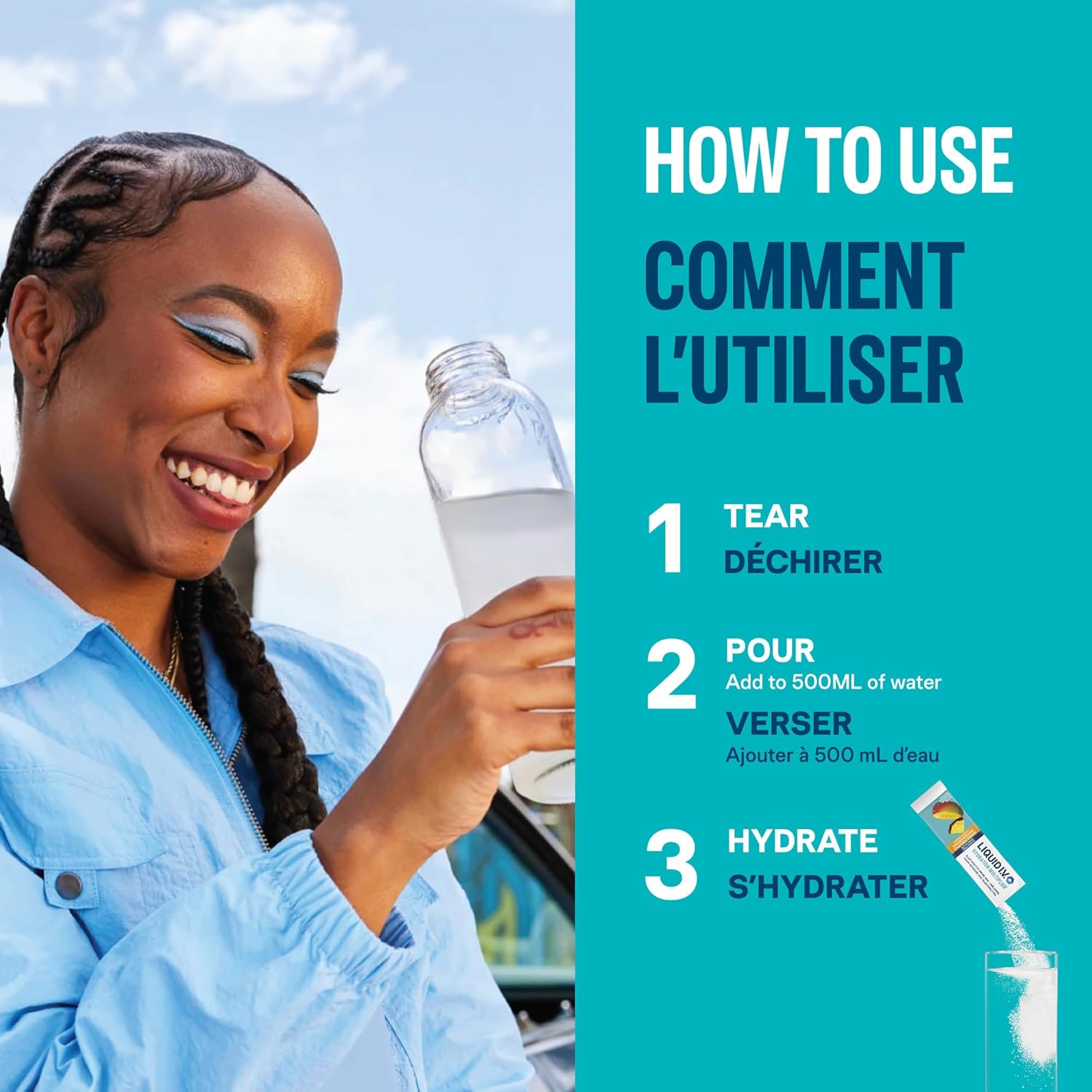 Liquid I.V. Hydration Multiplier Sugar-Free drink mix instructions 30 x 10g sachets