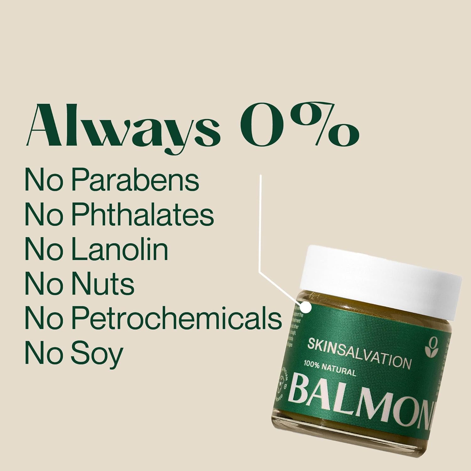 Supplement facts: Balmonds Skin Salvation Moisturising Balm ingredients beeswax olive oil hemp seed oil